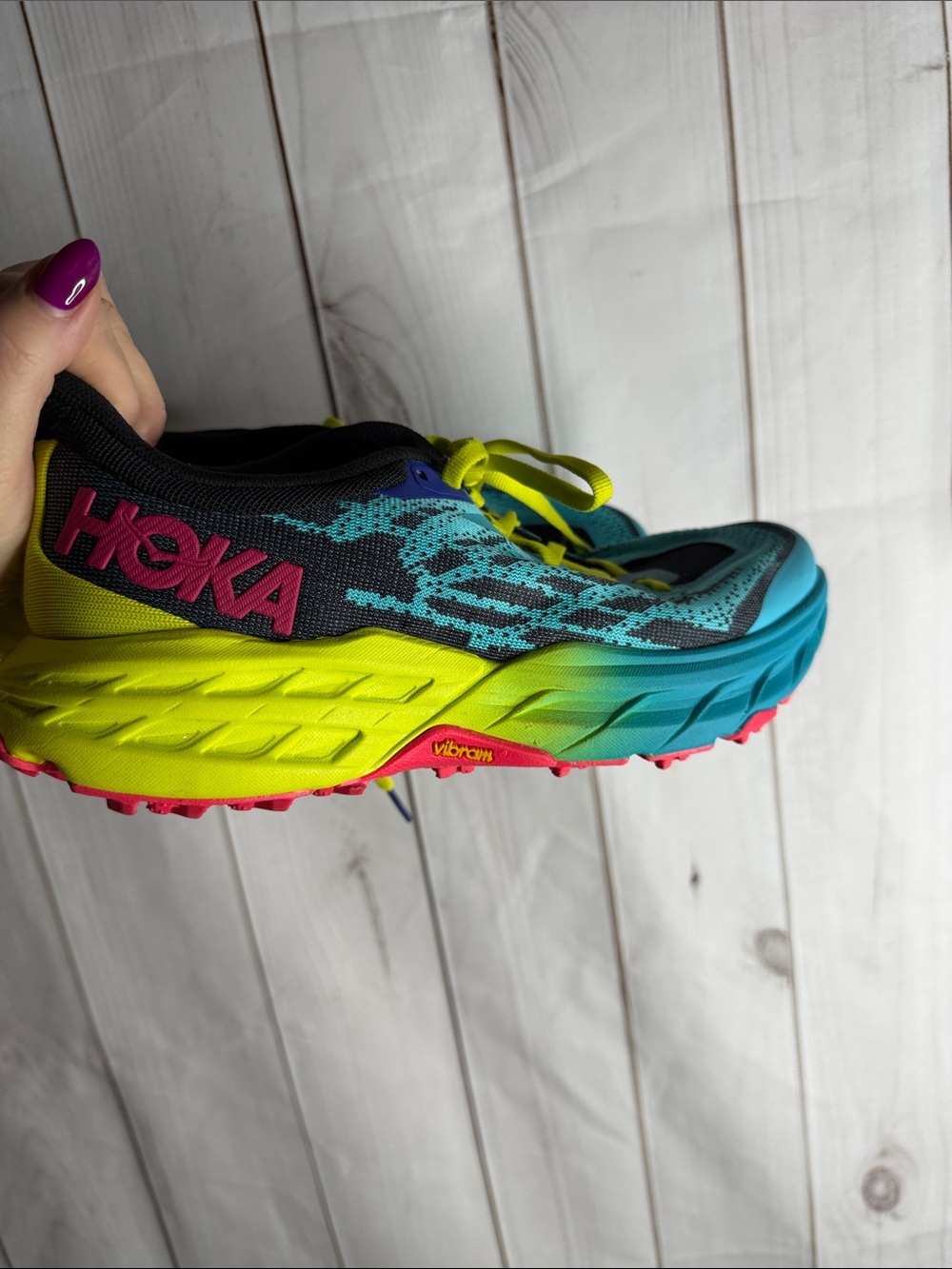 Womens Hoka One One HOKA Speedgoat 5 Scuba Blue Green Glow sz8